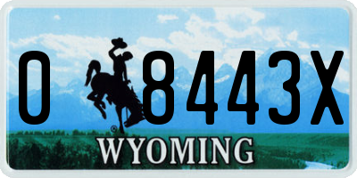 WY license plate 08443X