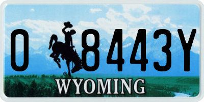 WY license plate 08443Y