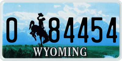 WY license plate 084454