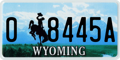 WY license plate 08445A
