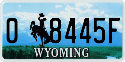 WY license plate 08445F