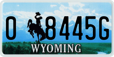 WY license plate 08445G