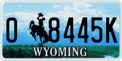 WY license plate 08445K