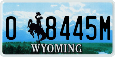 WY license plate 08445M