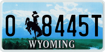 WY license plate 08445T