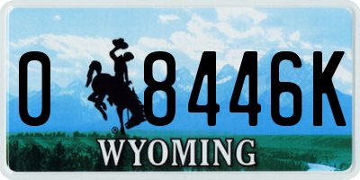 WY license plate 08446K