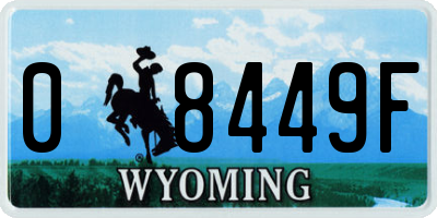 WY license plate 08449F