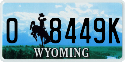 WY license plate 08449K