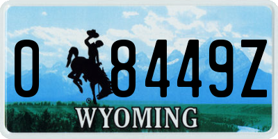 WY license plate 08449Z