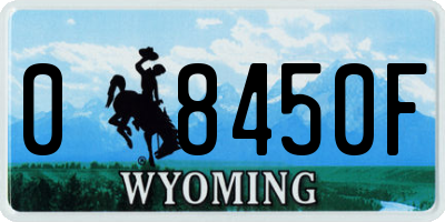 WY license plate 08450F
