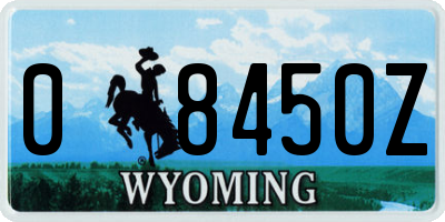 WY license plate 08450Z