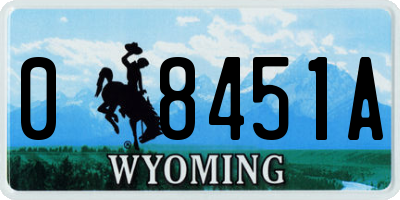 WY license plate 08451A