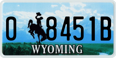 WY license plate 08451B
