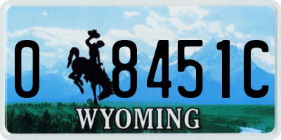 WY license plate 08451C