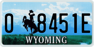 WY license plate 08451E