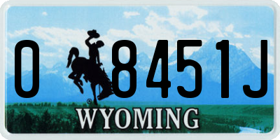 WY license plate 08451J