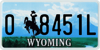 WY license plate 08451L