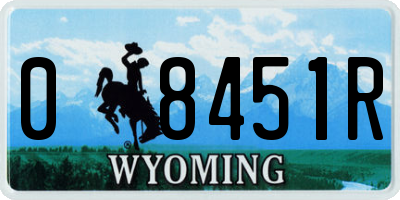 WY license plate 08451R