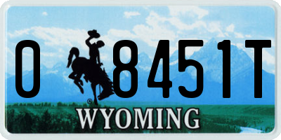 WY license plate 08451T