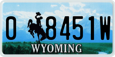 WY license plate 08451W