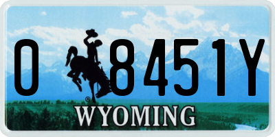WY license plate 08451Y