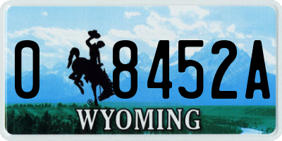 WY license plate 08452A