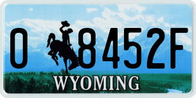 WY license plate 08452F