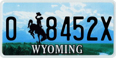 WY license plate 08452X