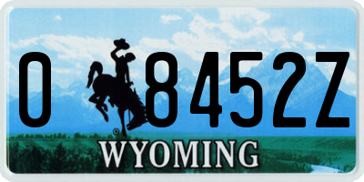WY license plate 08452Z