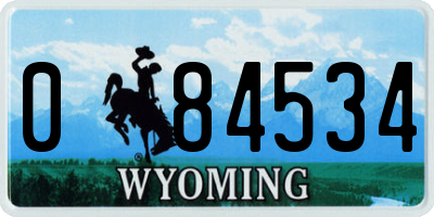 WY license plate 084534