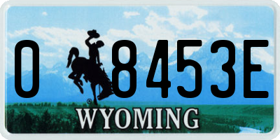 WY license plate 08453E