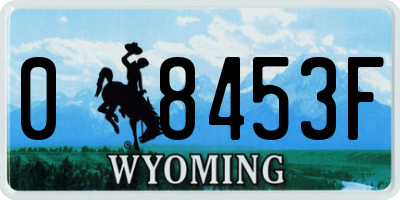 WY license plate 08453F