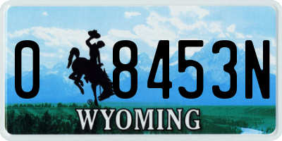 WY license plate 08453N