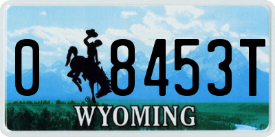 WY license plate 08453T