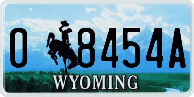 WY license plate 08454A