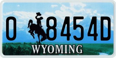WY license plate 08454D