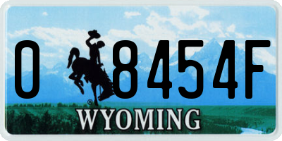 WY license plate 08454F