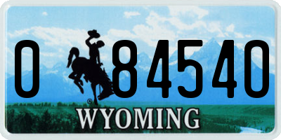 WY license plate 08454O