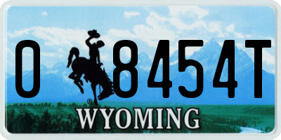 WY license plate 08454T