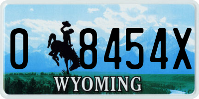 WY license plate 08454X