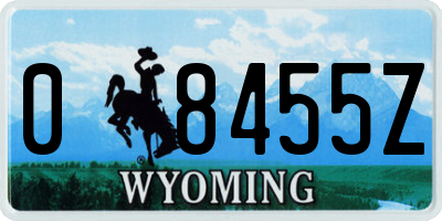 WY license plate 08455Z