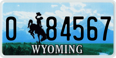 WY license plate 084567