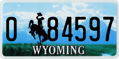 WY license plate 084597