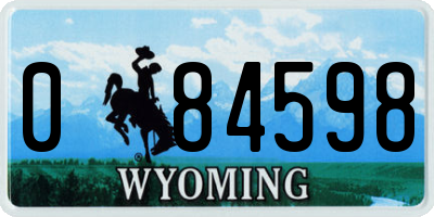WY license plate 084598