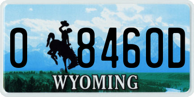 WY license plate 08460D