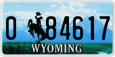 WY license plate 084617