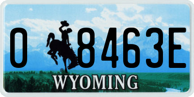 WY license plate 08463E