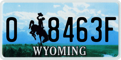 WY license plate 08463F