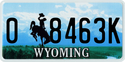 WY license plate 08463K