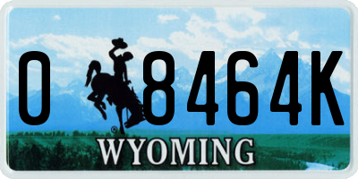 WY license plate 08464K